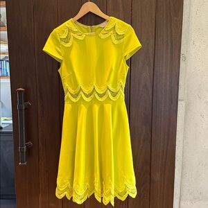Ted Baker Vibrant Yellow Dress with Lace Detail